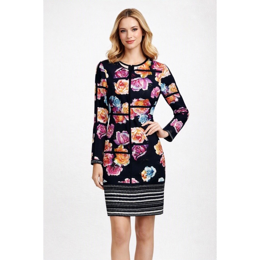 Julia Jordan NWT 8 Sheath Dress Black Bold Floral